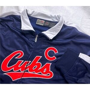 Majestic Chicago Cubs Track Jacket 5XL Full Zip Home Base Collection Blue White